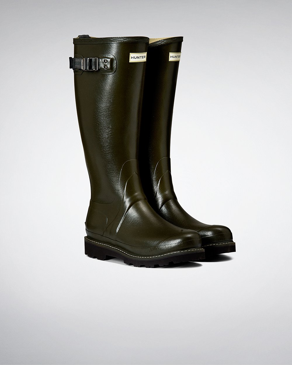 Hunter Balmoral Poly-Lined Tall Rain Boots - Online Womens Dark Olive - VWIHJN592